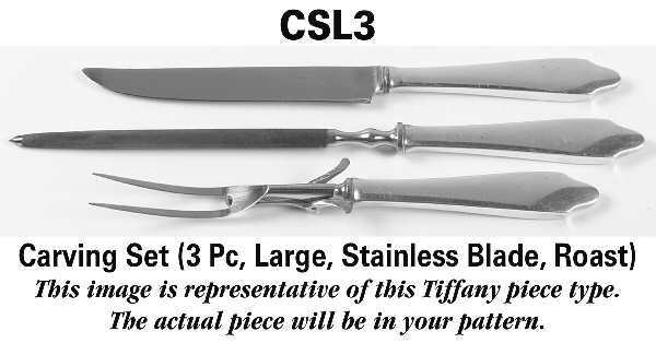 TIS43 (Sterling, 1865) Large 3-Piece Roast Carving Set w/ Stainless Blade