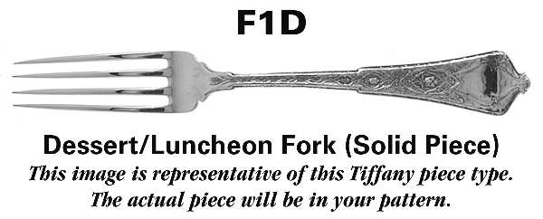 Saratoga (Sterling, 1870, No Monograms) Luncheon/Dessert Fork, Solid Piece