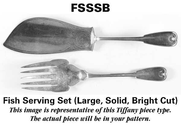 Persian (Sterling, 1872) Large Solid, Bright Cut Fish Serving Set