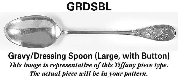 Queen Anne (Sterling, 1870) Gravy Dressing Spoon Solid with Button Large
