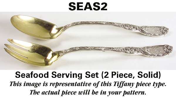 Marquise (Sterling, 1902, No Monograms) 2 Piece Solid Seafood Serving Set