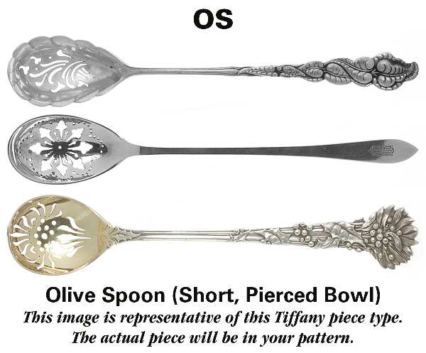 Queen Anne (Sterling, 1870) Pierced Bowl Short Handle Olive Spoon