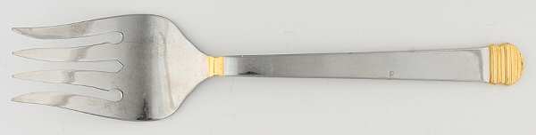 RGL21 (Stainless-Gold Accent) Large Solid Cold Meat Serving Fork