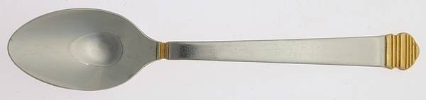 RGL21 (Stainless-Gold Accent) Place/Oval Soup Spoon by Royal Gallery