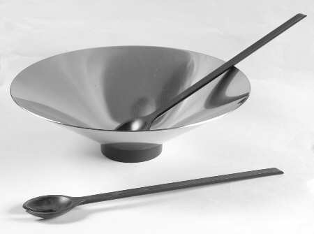 Complet (Stainless, Hollowware) Salad Serving Bowl with Fork and Spoon by Royal Copenhagen