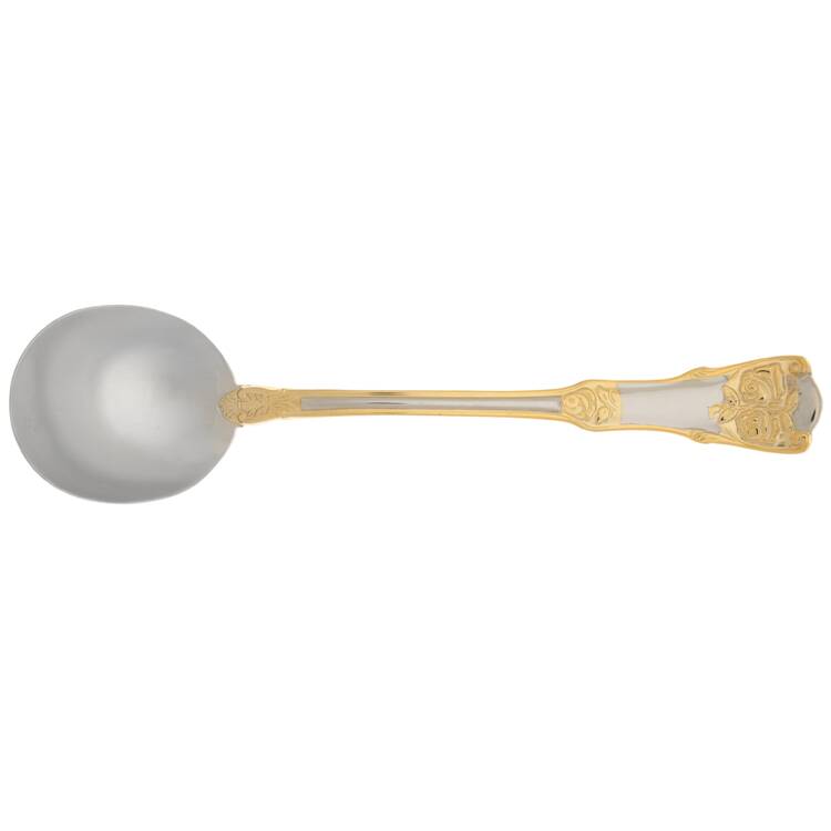 Old Country Roses (Stnls, Gold Acct) Round Bowl Soup Spoon (Cream Soup) HC