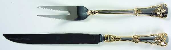 Old Country Roses (Stnls, Gold Acct) Large 2-Piece Roast Carving Set w/Stainless Blade