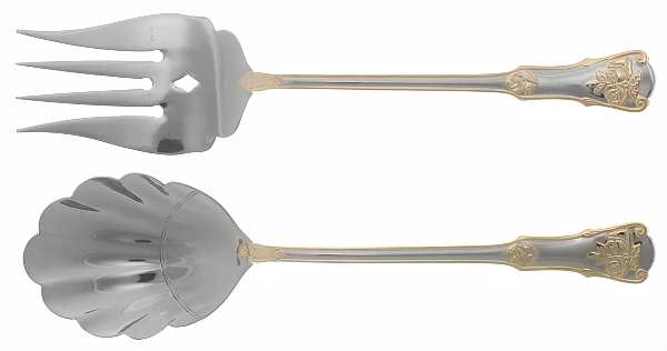 Old Country Roses (Stnls, Gold Acct) (2 Pc) Solid Salad Set