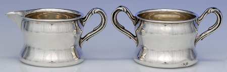 D218 (Sterling, Hollowware) Mini Sterling Creamer and Open Sugar by Roger Williams
