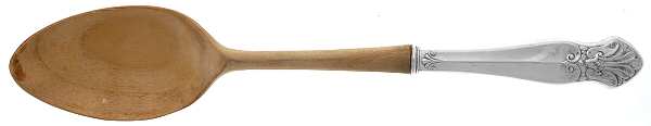 RZ1 (Sterling) Salad Serving Spoon with Wooden Bowl