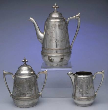 Silverplate Hollowware (3 Pc) Coffee Set (PCP,PCR,PSU) by Racine Silver Plate