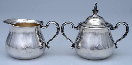 Silverplate Hollowware Creamer & Sugar with Lid Set