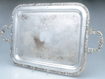 Silverplate Hollowware 19" Waiter Tray by Sheridan Silver Co