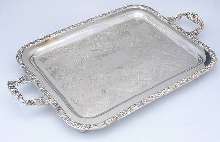 Silverplate Hollowware Large Footed Waiter Tray by Sheridan Silver Co