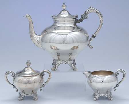 Silverplate Hollowware 3 Piece Tea Set (PTP, PCR, PSU)