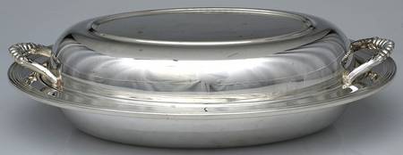 Silverplate Hollowware 11" Oval Double Vegetable with Glass Liner