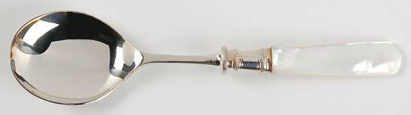 Victoria(Silverplate, Pearlhdl, Less Design Band) Round Bowl Soup Spoon (Cream Soup)