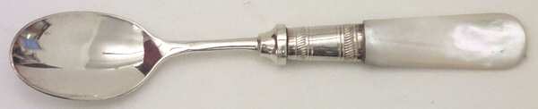 Victoria(Silverplate, Pearlhdl, Less Design Band) Demitasse Spoon with Silverplate Bowl