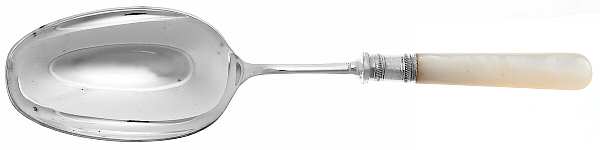Victoria(Silverplate, Pearlhdl, Less Design Band) Solid Serving Spoon