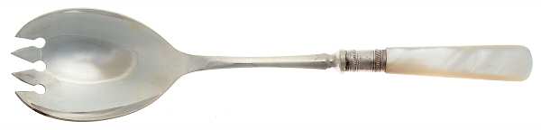 Victoria(Silverplate, Pearlhdl, Less Design Band) Salad Serving Fork with Plated Prongs