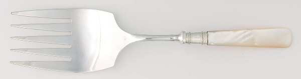 Victoria(Silverplate, Pearlhdl, Less Design Band) Large Solid Cold Meat Serving Fork