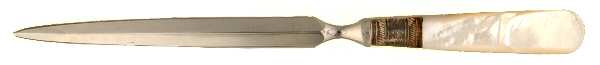 Victoria(Silverplate, Pearlhdl, Less Design Band) Letter Opener with Stainless Blade