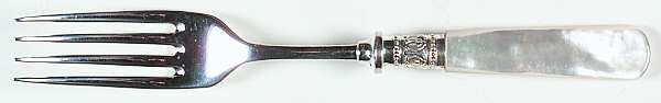 Victoria(Silverplate, Pearlhdl, More Design Band) Luncheon Dessert Fork with Stainless Tines
