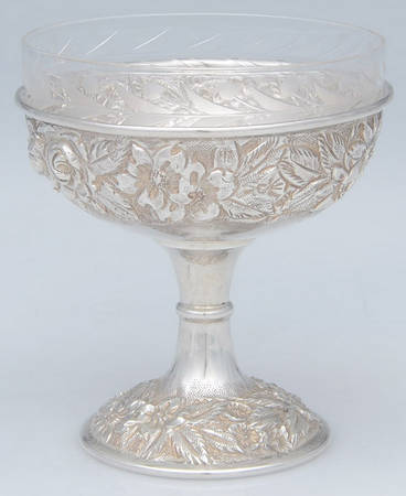 Baltimore Rose (Sterling, Hollowware) Oyster Cocktail with Crystal Liner