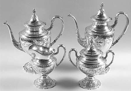Adam (Sterling, 1909, Hollowware) 4 Piece Tea Set (SCP, STP, SCR, SSU)