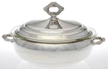 Silverplate Hollowware Plated Round Covered Casserole with Glass