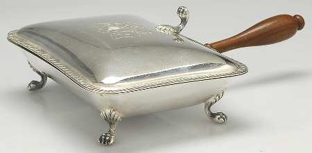 268 (Silverplate, Hollowware) Silent Butler with Hinged Lid by Sheffield Silver Co (USA)