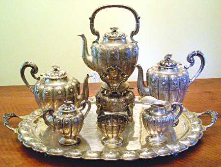 9560 (Sterling, Hollowware) 7 Piece Tea Set (SCP, STP, SCR, SSU, SWB, SKES & WTL) by Sanborns (Mexico)
