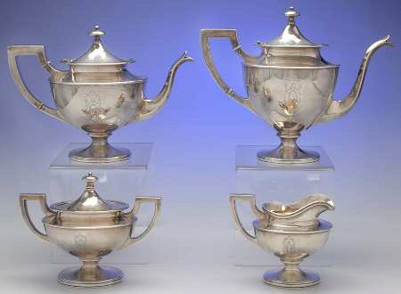 Adam (Strl, Hlwr, Urn & Swag, Plain) 4 Piece Tea Set (SCP, STP, SCR, SSU)