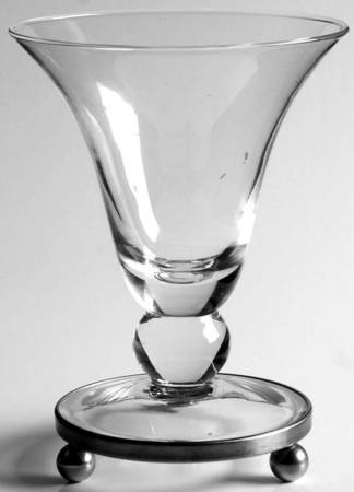 Astoria (Stainless, Hollowware) 5" Glass Trumpet Vase with Metal Feet