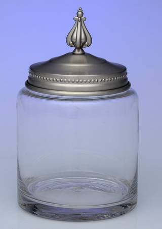 Astoria (Stainless, Hollowware) Small Glass Canister & Metal Lid