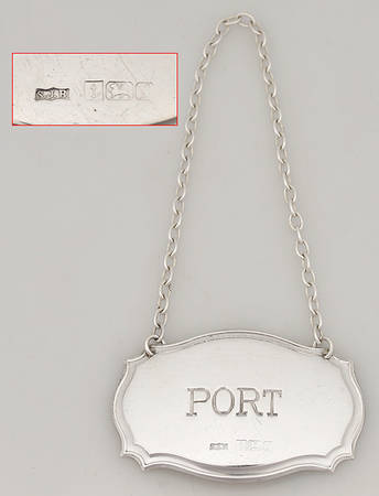 Sterling Hollowware Decanter Label by S J Rose & Son