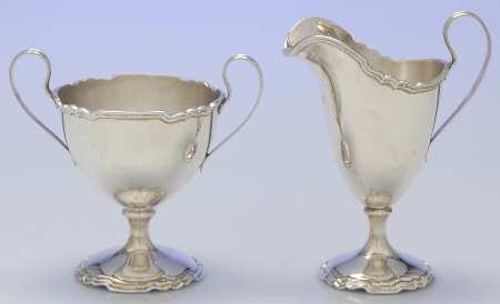 7809 (Sterling, Hollowware) Mini Sterling Creamer and Open Sugar