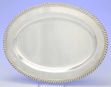 5-165 (Silverplate, Hollowware) Medium Plated Footed Platter No Well