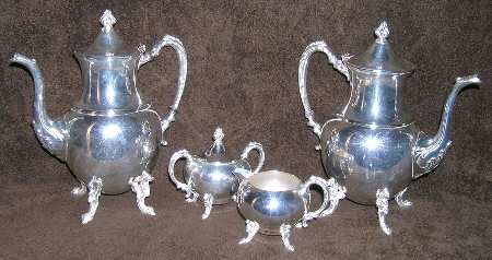 SDN17 (Silverplate, Holloware) (4 Piece) Silverplate Tea Set