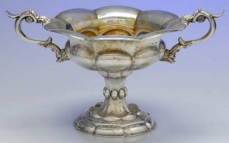 Sterling Hollowware 2 Handle Round Pedestal Centerpiece by Schott Silver