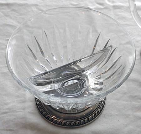 Sterling Hollowware Crystal Condiment Bowl with Sterling Base by Saben Silversmith