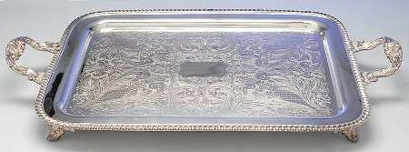 SDN19 (Silverplate, Hollowware) Large Footed Waiter Tray