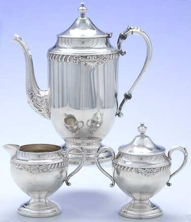 Shell & Gadroon (Silverplate, Hollowware) (3 Pc) Coffee Set (PCP,PCR,PSU) by Sheridan Silver Co