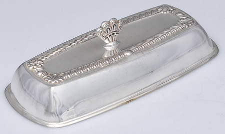 Silverplate Hollowware Metal Lid No Glass Base 1/4 Pound Butter