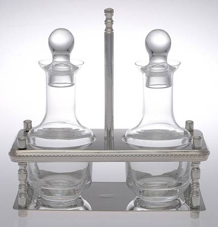 Silverplate Hollowware Cruet Set-2 Cry Bottles & Stand