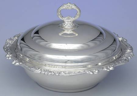 Baroque (Silverplate, Hollowware) Round Plated Covered Casserole No Glass by Sheridan Silver Co