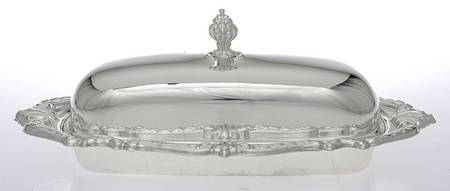 Baroque (Silverplate, Hollowware) 1/4 Pound Covered Butter & Liner by Sheridan Silver Co