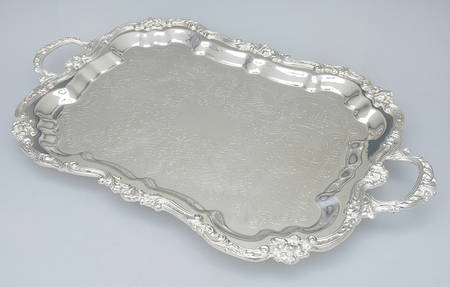 Fluted (Silverplate, Hollowware) Large Silverplate Waiter Tray