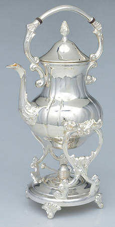 Fluted (Silverplate, Hollowware) Kettle, Stand & Burner