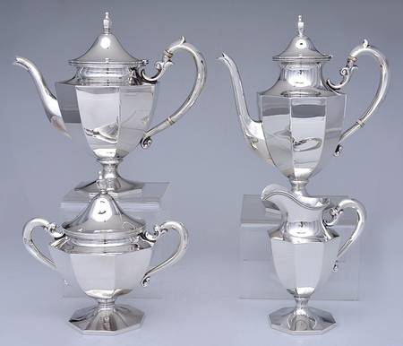 SHR26 (Sterling, Hollowware) 4 Piece Tea Set (SCP, STP, SCR, SSU)